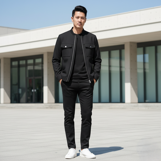 Men's Plus Size Zip Up Long Sleeve Jacket