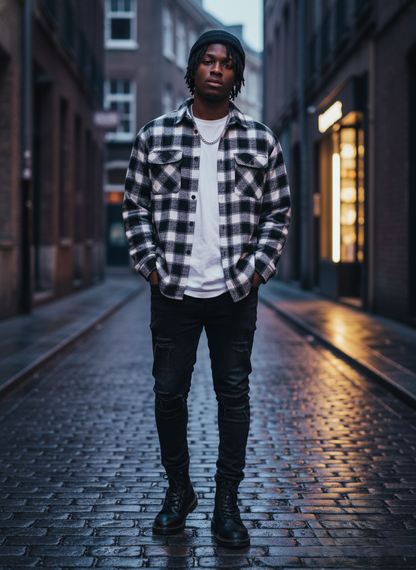 Men's Plus Size Plaid Button Up Long Sleeve Shirt