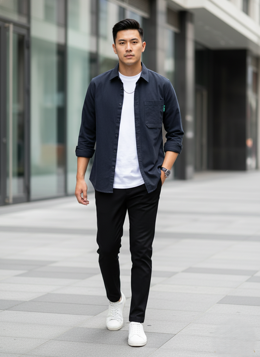 Tailored Button-Up with Pocket - Plus Size Luxury