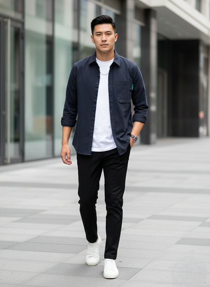 Tailored Button-Up with Pocket - Plus Size Luxury