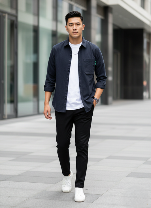 Tailored Button-Up with Pocket - Plus Size Luxury