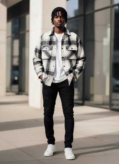 Men's Plaid Button Up Long Sleeve Shirt