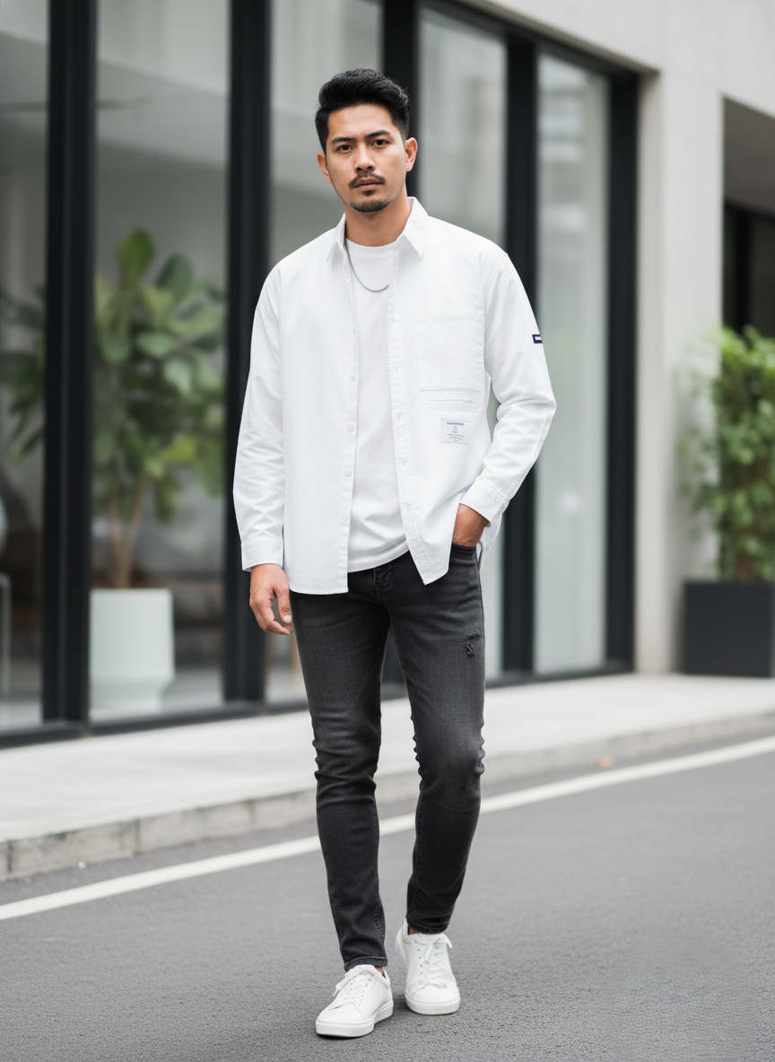 Premium Cotton Blend Button-Up Shirt - Extended Sizes