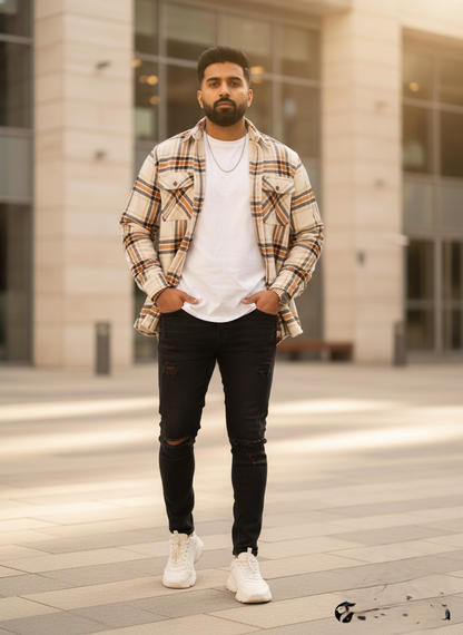 Men's Plus Size Plaid Button Up Long Sleeve Shirt