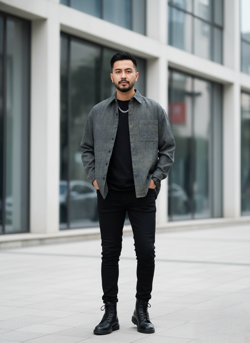 Men's Plus Size Button Up Long Sleeve Shirt