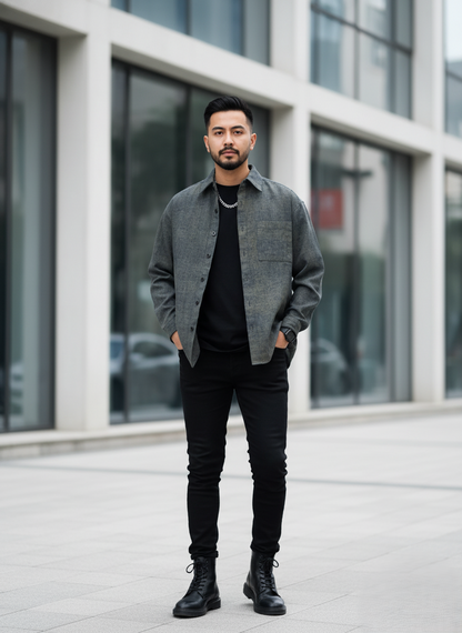 Men's Plus Size Button Up Long Sleeve Shirt