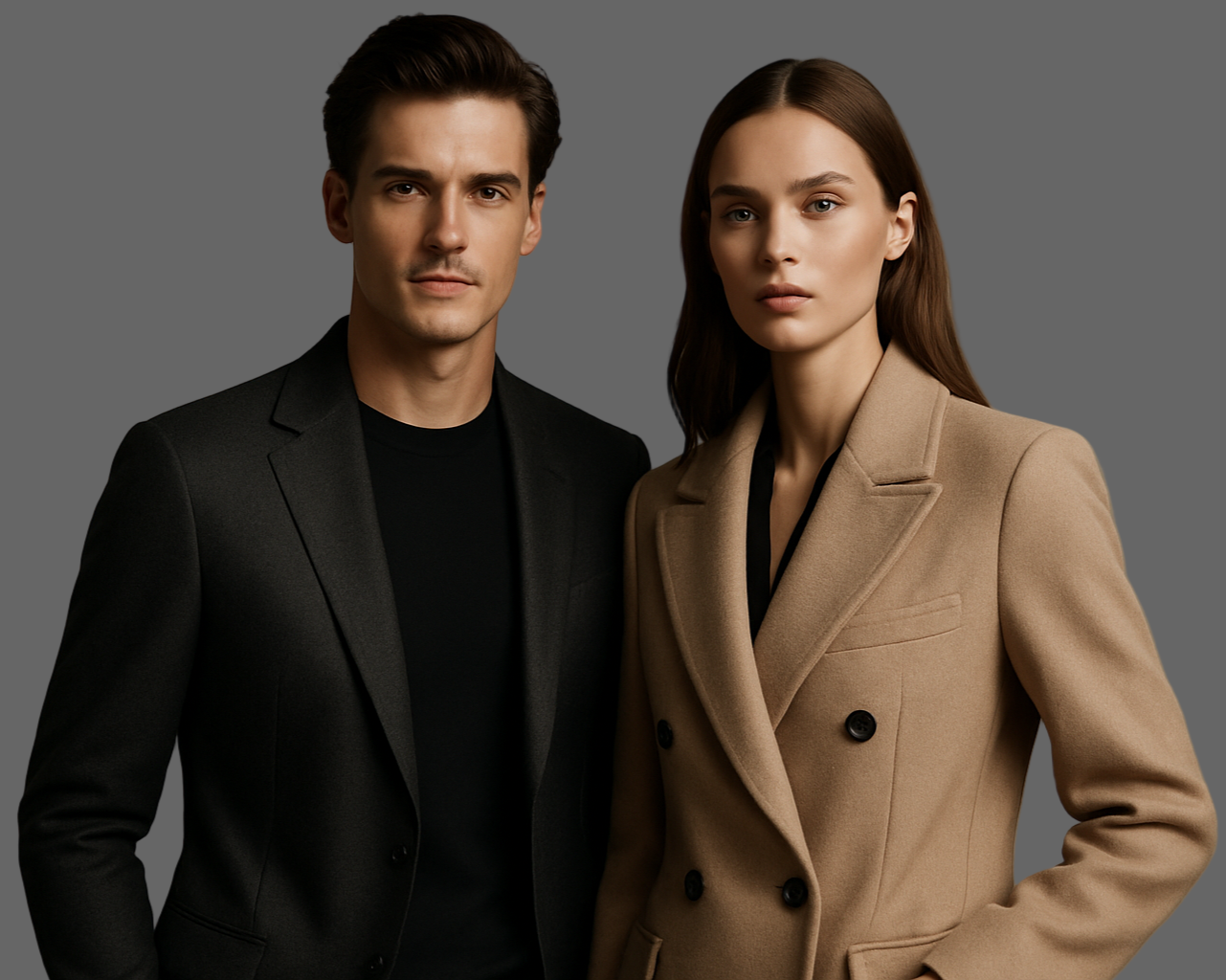 Luxury brand hero image with male and female models