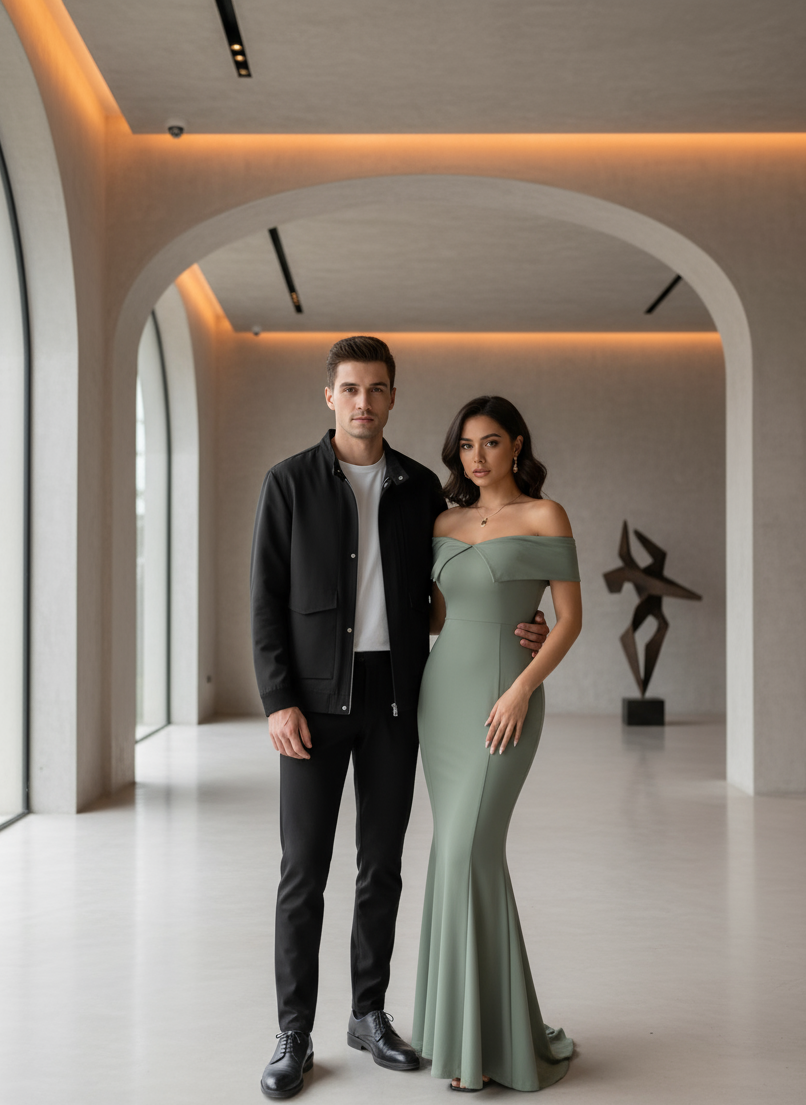 Models in luxury setting