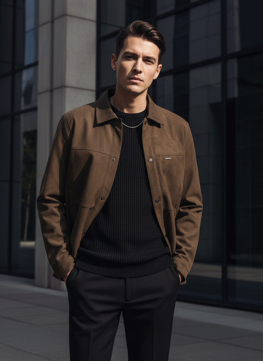 Premium Men's Streetwear with Urban Background